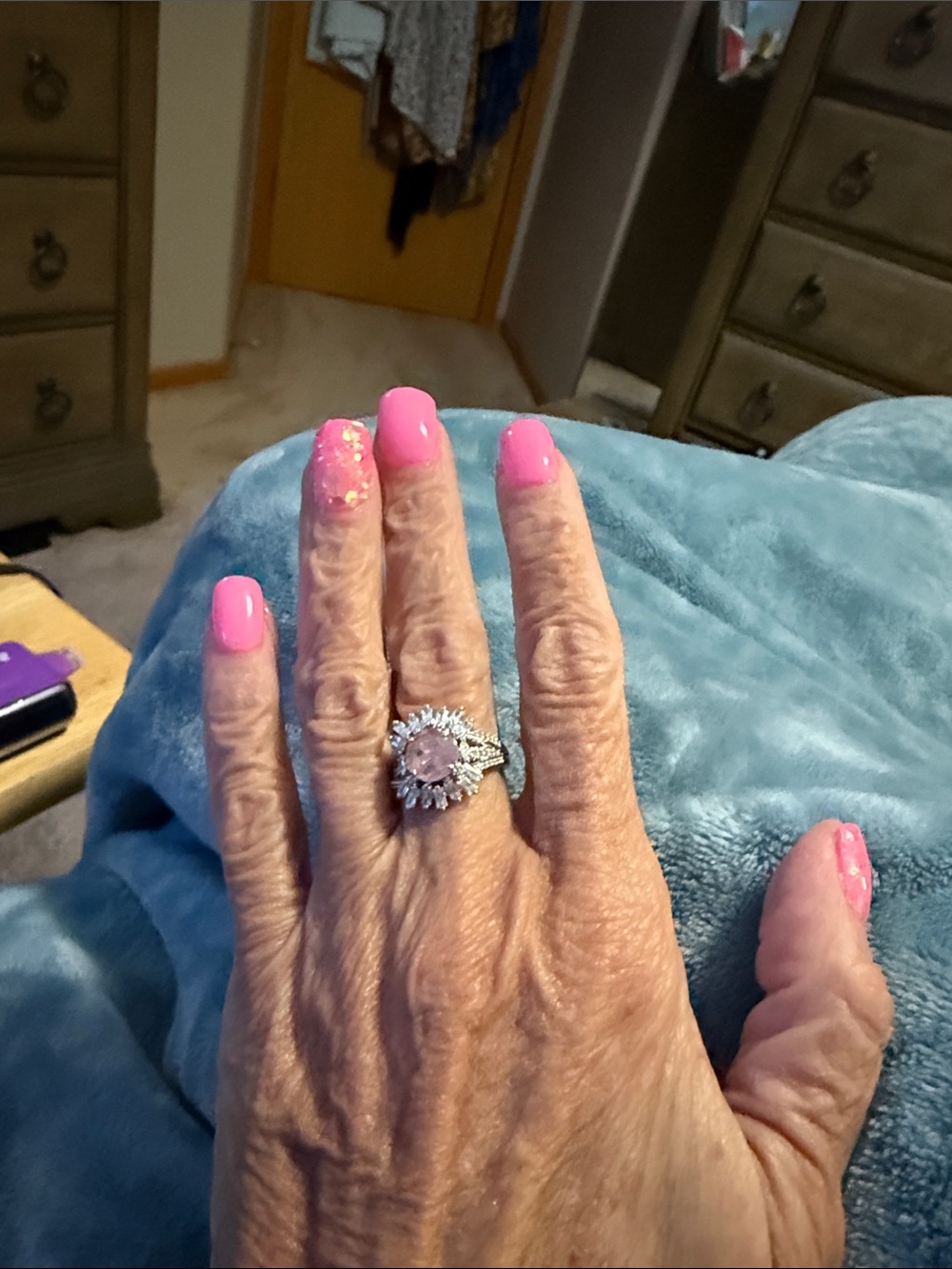 BP Pink rhodonite Stone Halo on rhodium plating “Here, Hold My Halo”
